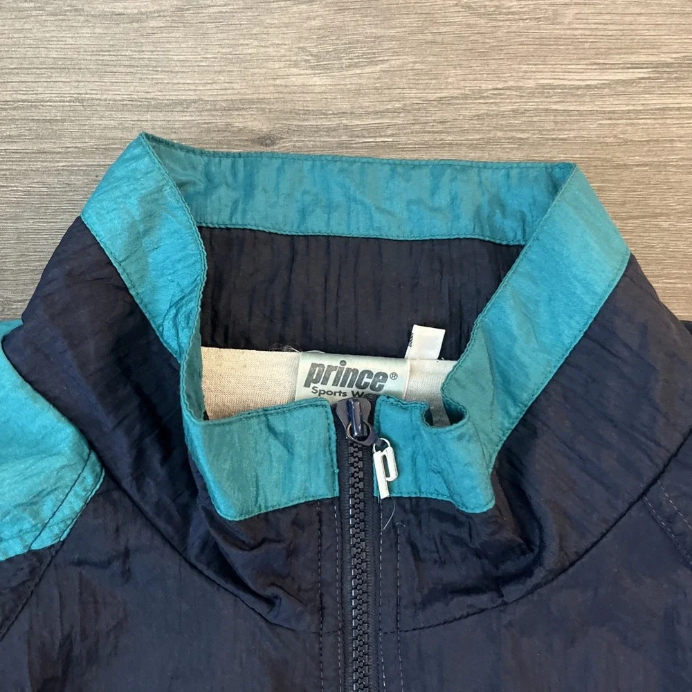 VTG Prince Mens L Full Zip Lined Windbreaker Jacket Blue Green Red